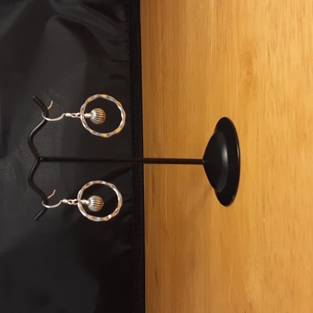 NWOT Silver Hammered Hoop Earrings S144